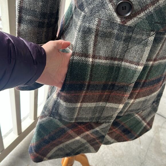Zara Basic Plaid Wool Coat - Picture 6 of 11